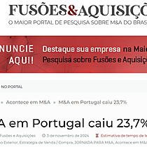 M&A em Portugal caiu 23,7%